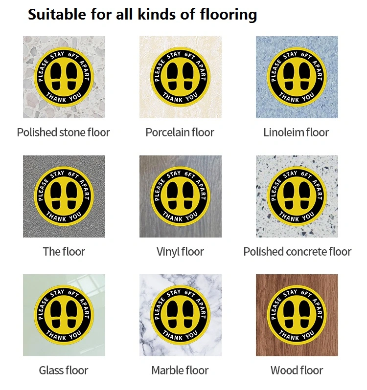 Social Distancing Floor Decals Safety Floor Sign Marker / PVC Adhesive Floor Stickers