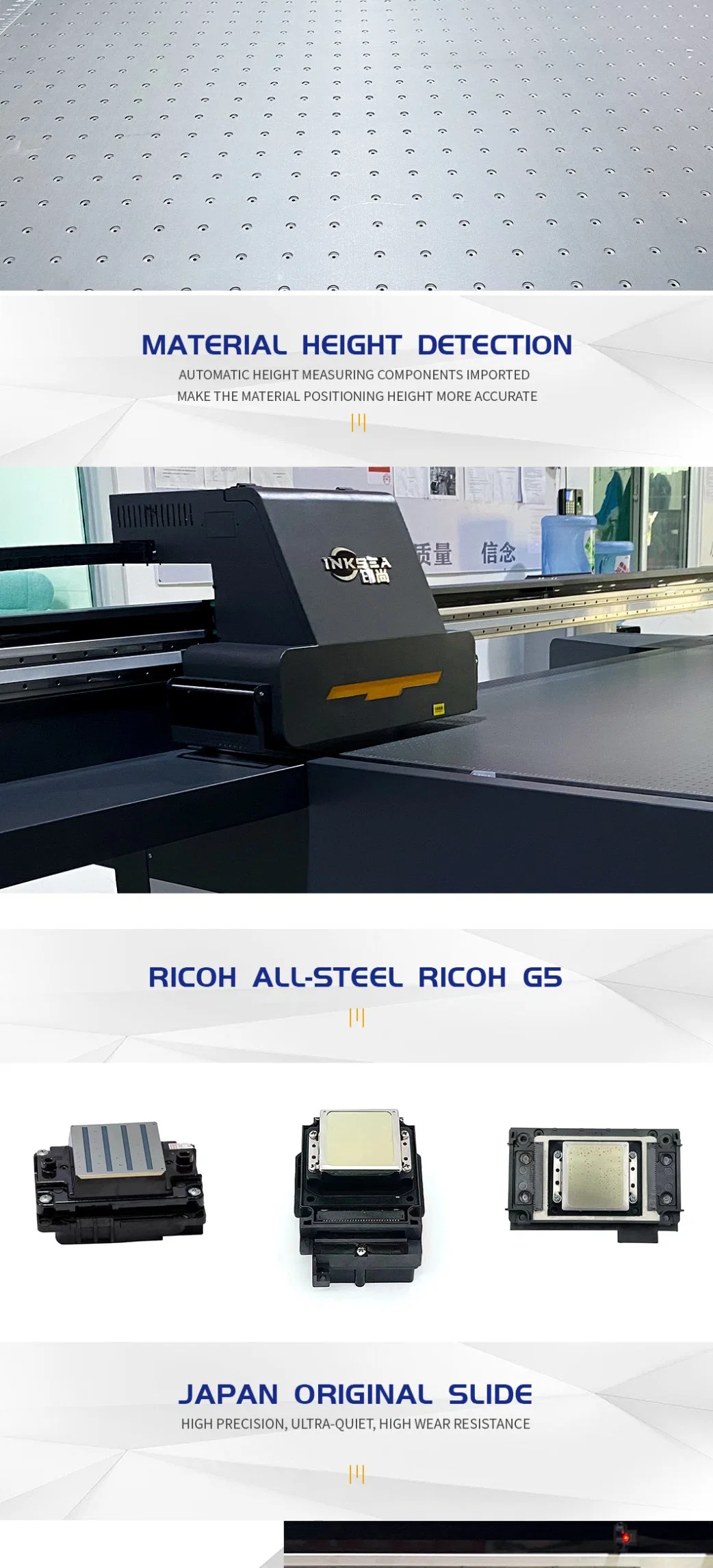 Large Format Printer 2.5m Size Digital Inkjet Printer with Ricoh G5 G5I Head for Wood and Glass Acrylic UV Flatbed Printers Solvent Flatbed Printer