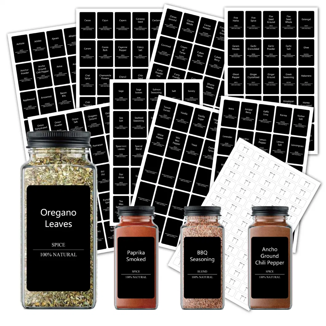 Spice Can Label 275 Black Spice Jarlabels Machine Washable Kitchen Spice Can Label