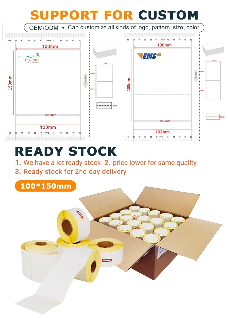 Factory Price Customized Packaging Adhesive Shipping Colorful Printed Direct Thermal Label Stickers Support 4X6 6X4 4X2 Inch