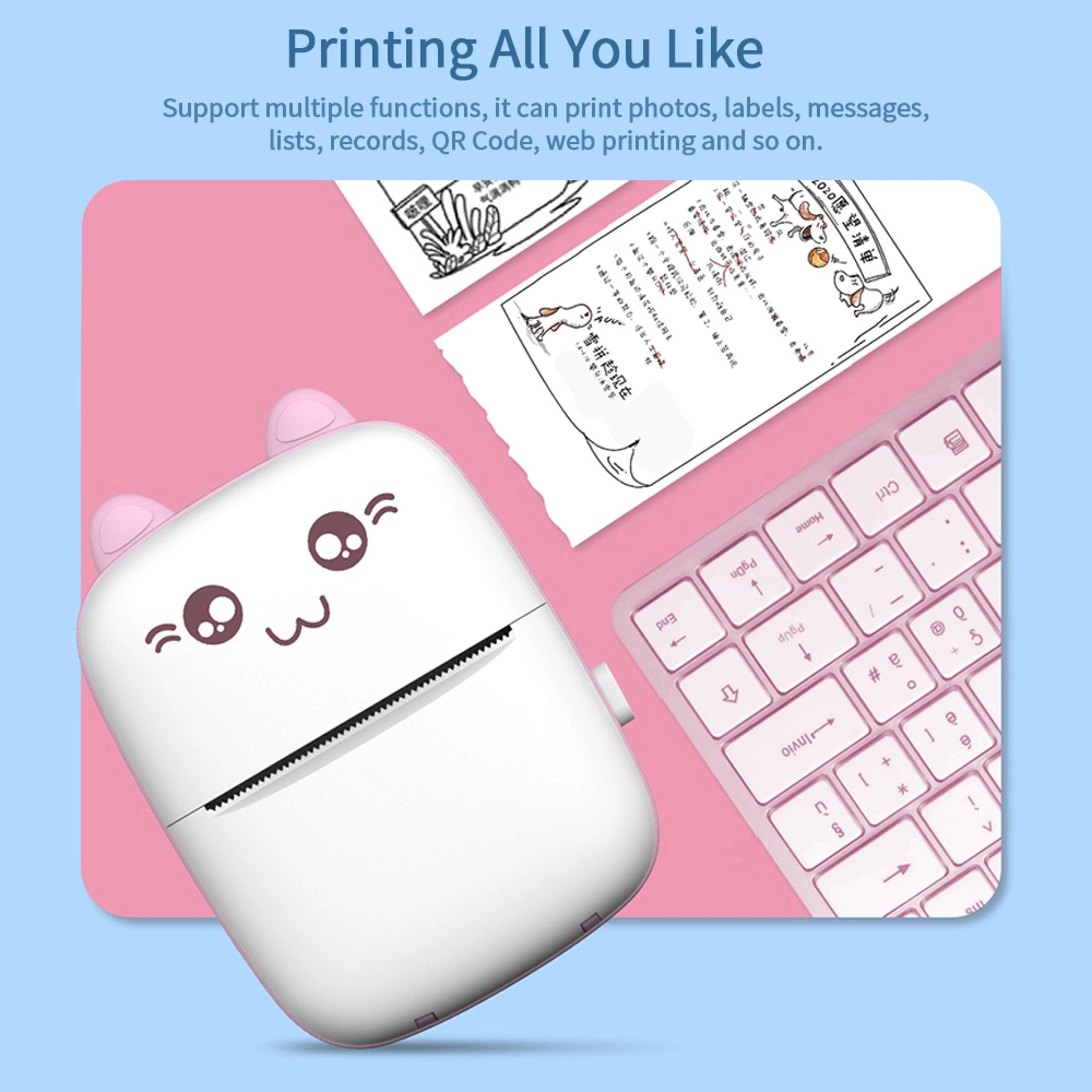 C9 Inkless Printer Portable Thermal Photo Printer Compact Pocket Student Mini Label Printer - Pink