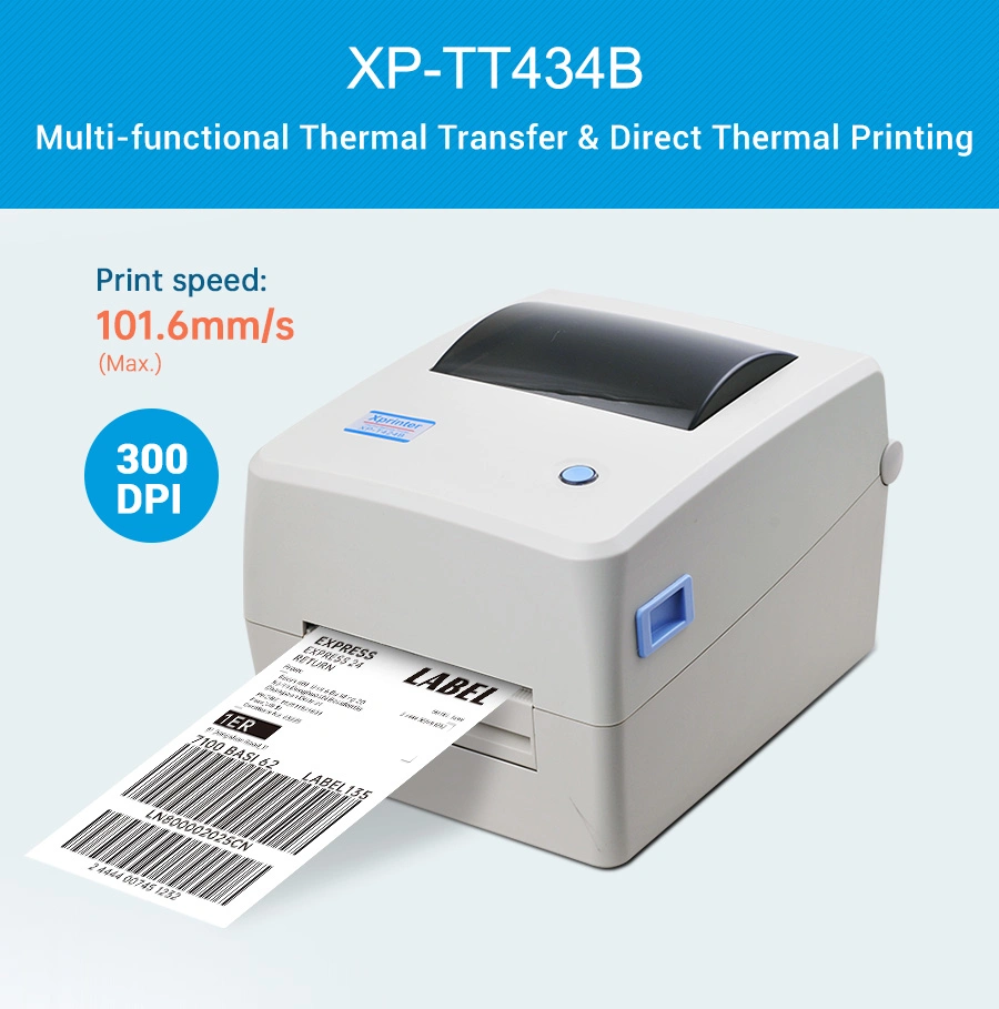 Xprinter XP-TT434B Wireless Thermal Transfer Printer 4x6 Shipping Label printer