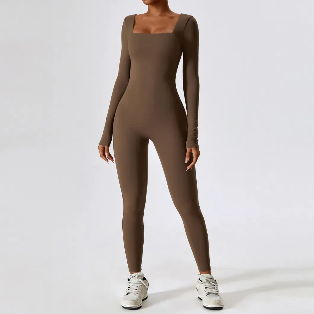 Long Sleeve Yoga Wear Women Playsuit Nude Quick Dry Romper Yoga Jumpsuit