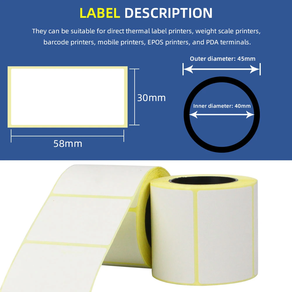 Direct Thermal Label Sticker Customization Size 40mm Tube Core Three Proof Express Delivery Surface Single Label