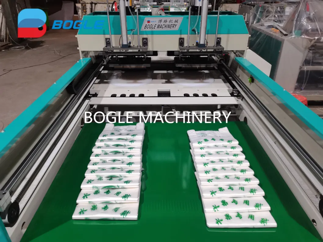 Full Automatic High Speed Double Lanes Heat Cutting Sotre Grocery Shop Food Fruit Packaging Polythene HDPE LDPE Nylon Degradable Pbat PLA Poly Plastic Bag Maker