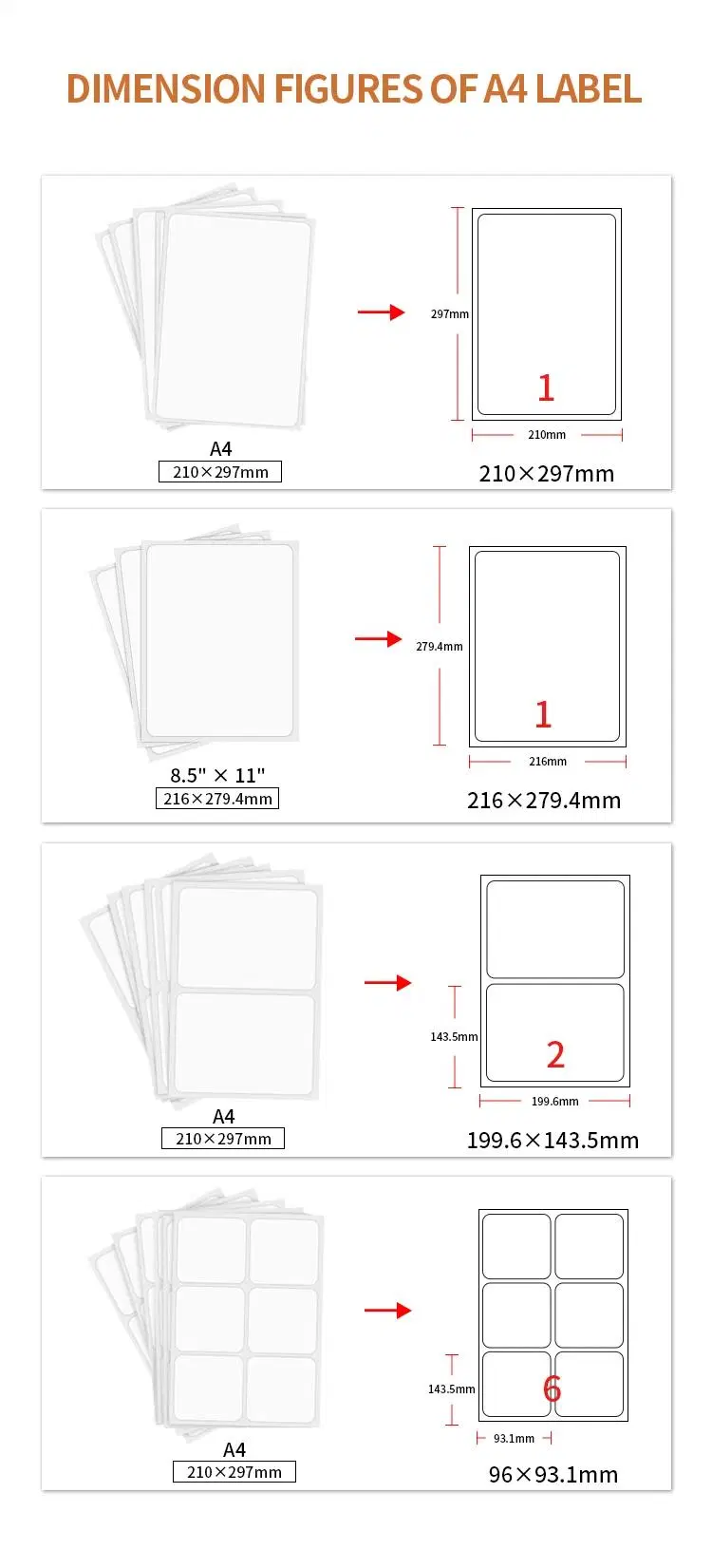 2 up 8.5X11 Inch 100 Sheets Kraft Paper Sticker Label Compatible Laser/Ink Jet Shipping Labels-Full Sheet