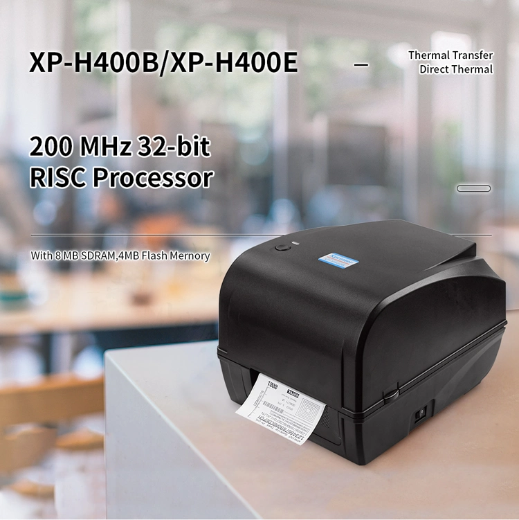 Xprinter XP-H400B Heat Transfer Printer Thermal Transfer Label Barcode Desktop Label Printer