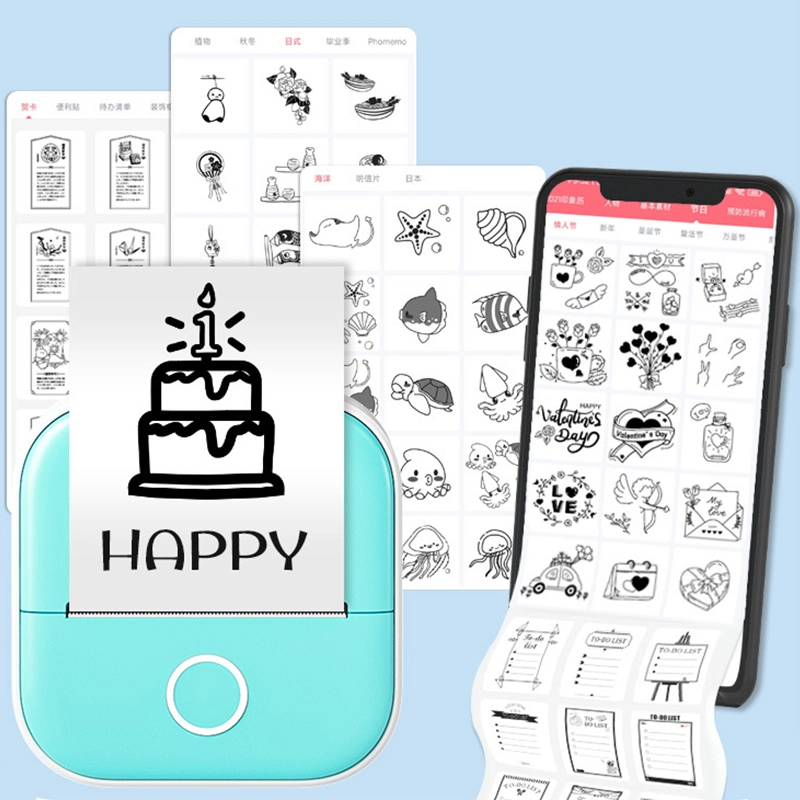 Mini Printer Kids Study Photo Mobile Phone Handheld Card Sticker Label Mini Portable Thermal Printer