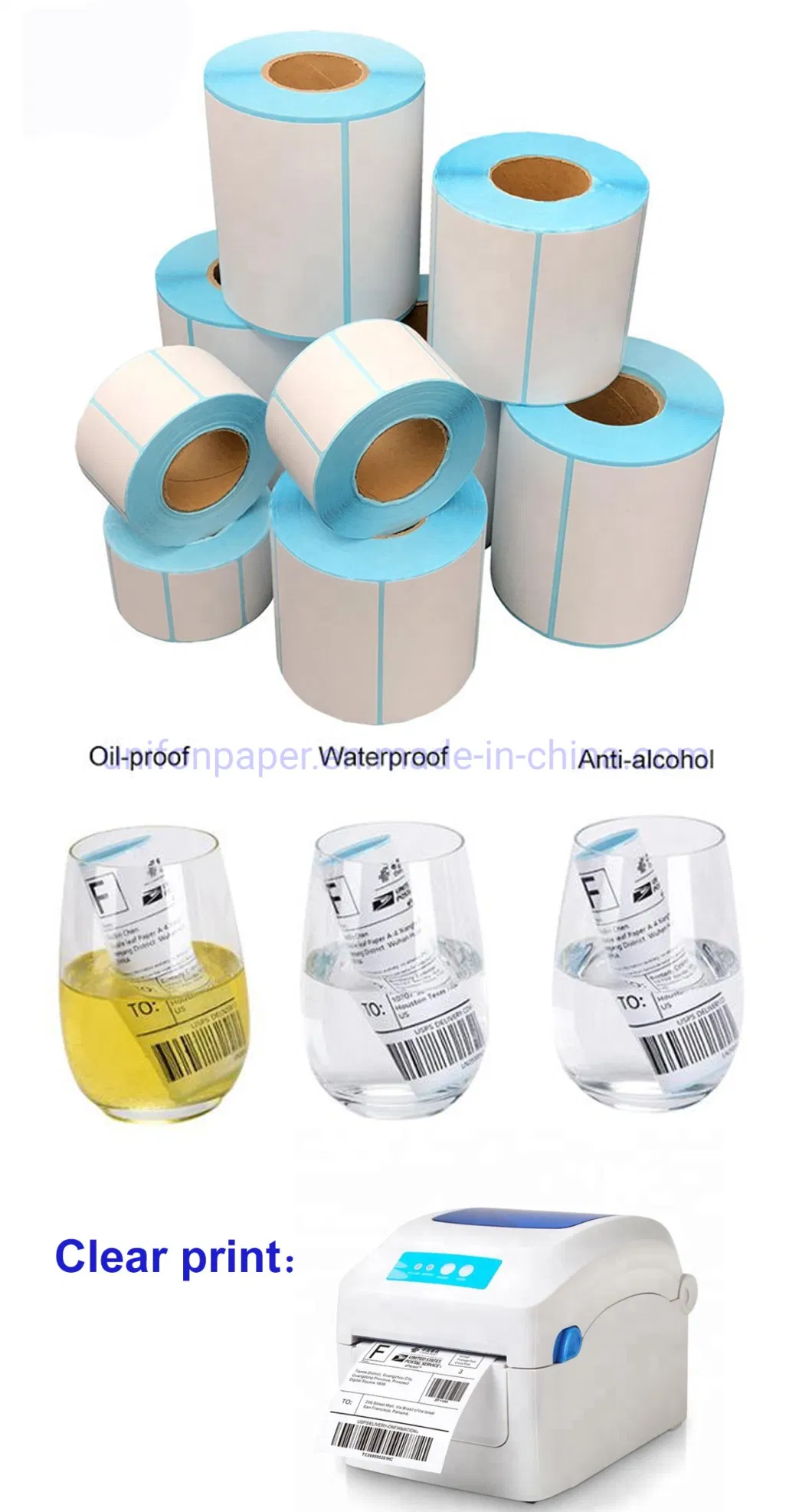 Custom Waterproof Self Adhesive Thermal Sticker Barcode Label Printing Roll