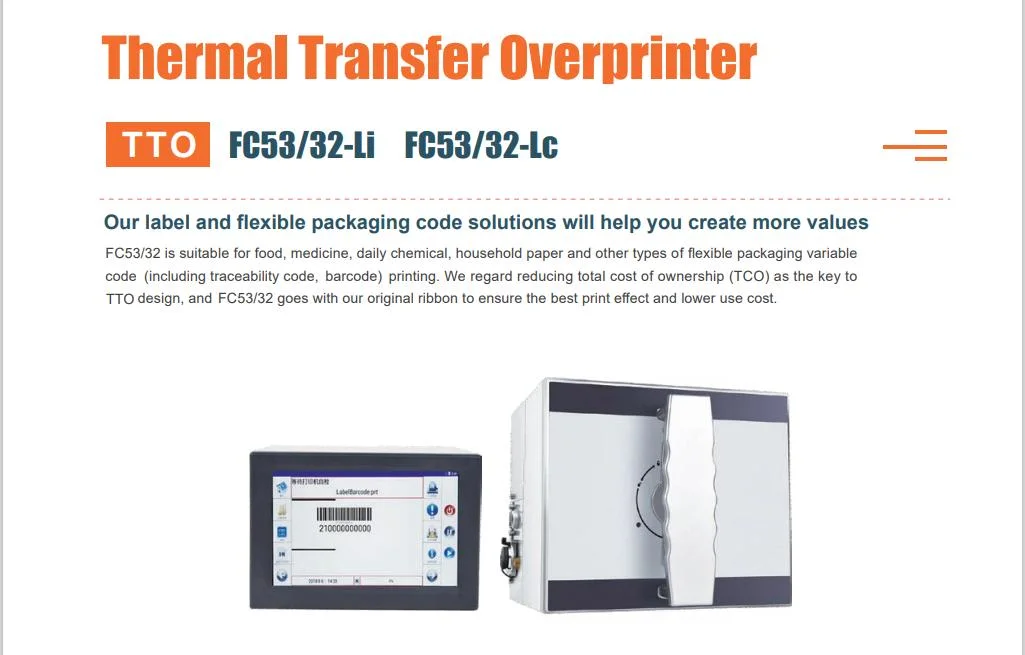 Tto Thermal Transfer Overprinter Supplier FC53-Lc Label Printer