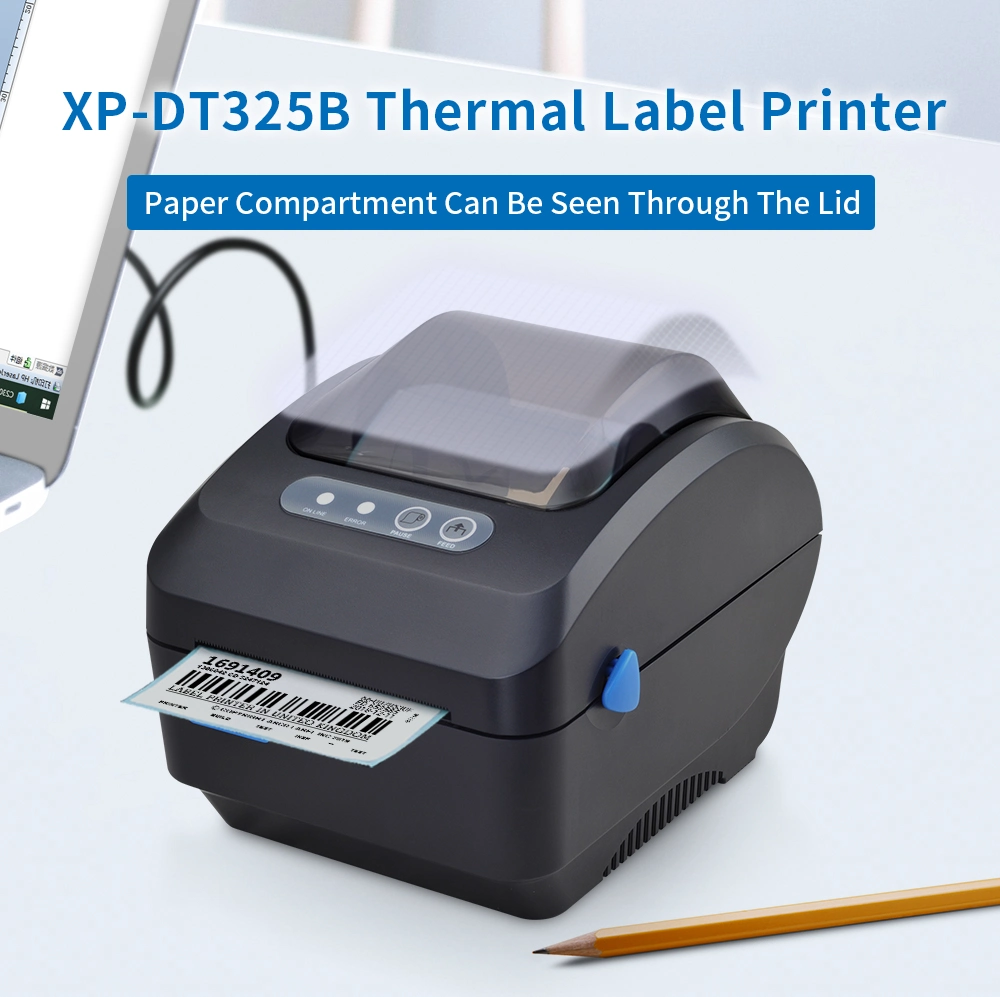 Xprinter XP-DT325B OEM 3inch Barcode Printer Black Color Thermal Inkless Label Printer