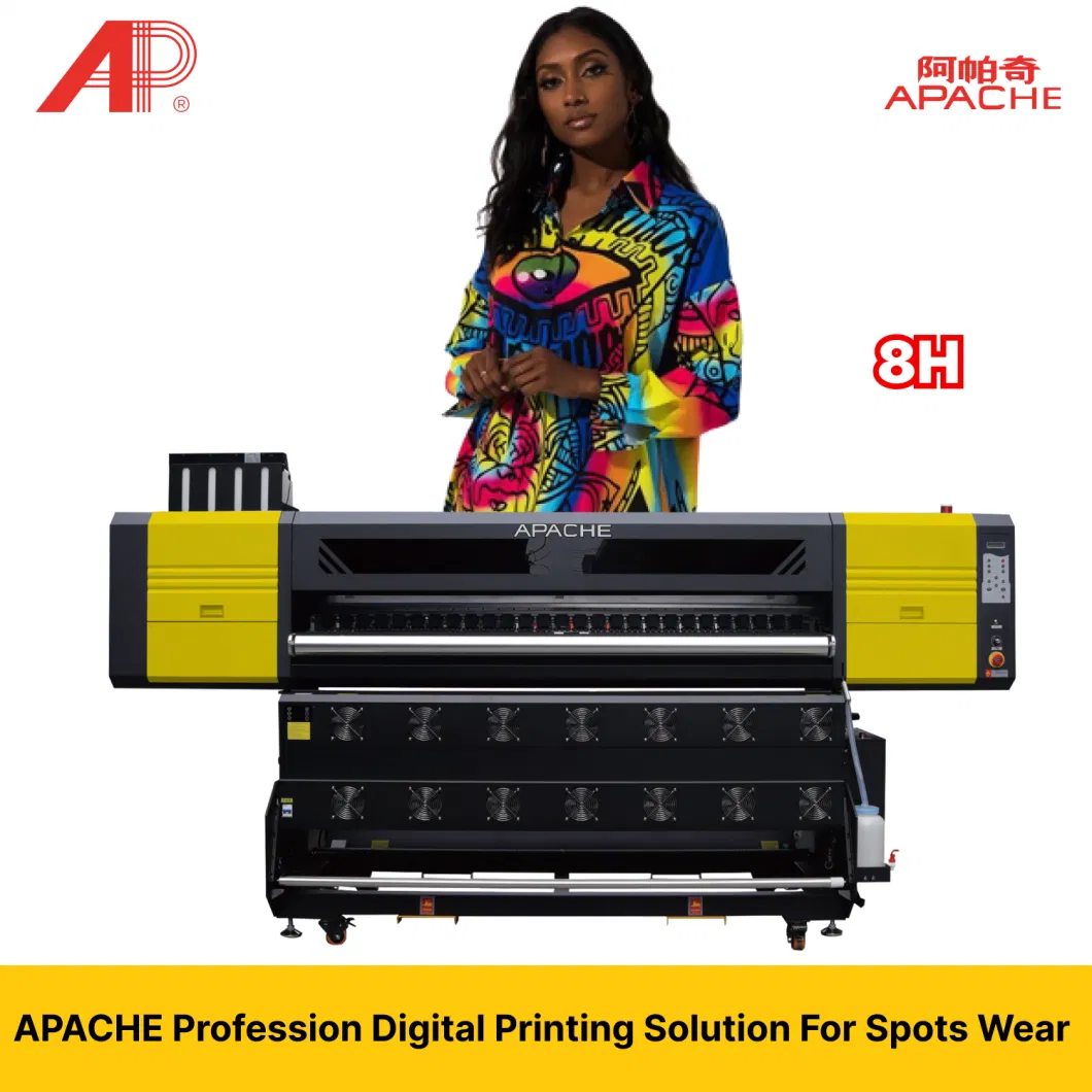 1.9m Digital Large Format Sublimation Printer Textile Eco Solvent Printer with 8 I3200 Heads