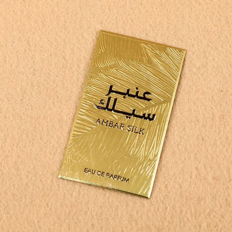 Custom Self-Adhesive Metal Logo Matte Gold Embossed Stickers Perfume Bottle Labels Metallic Hang Tags Design Label