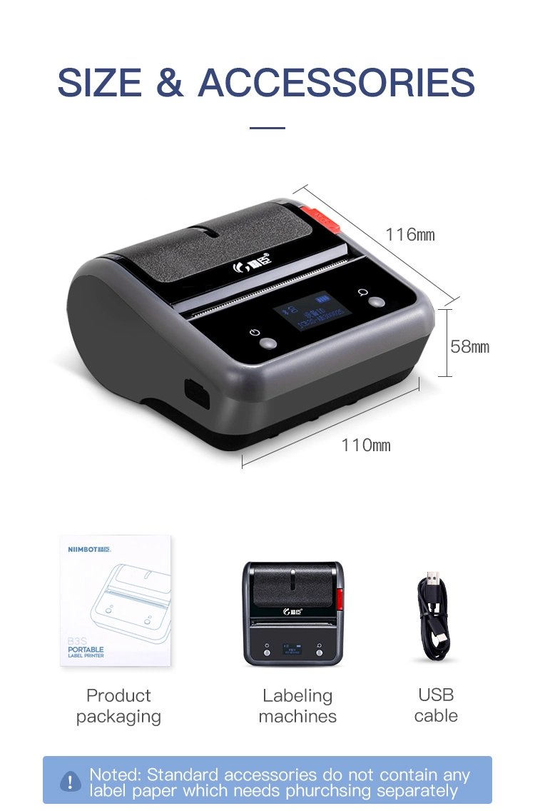 Niimbot B3s Portable Wireless 4X6 Shipping Label Thermal Sticker Printer