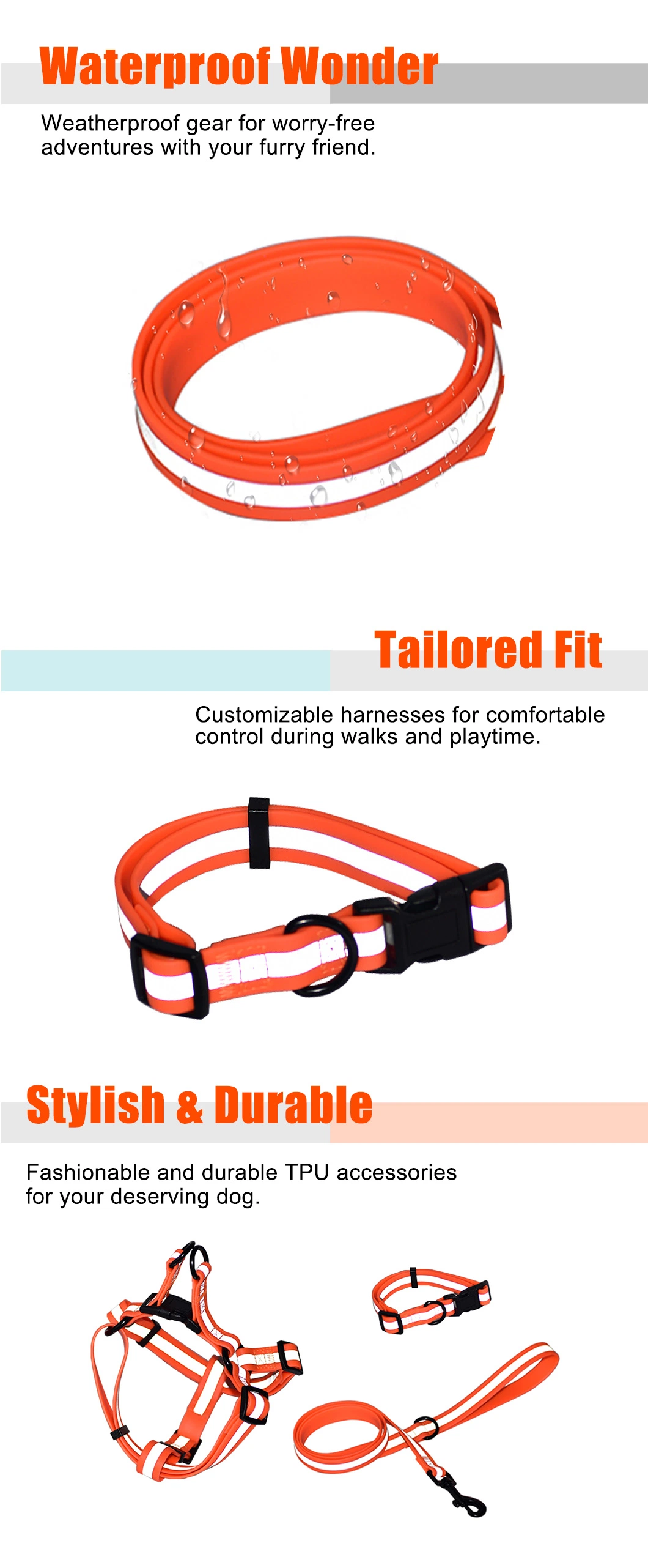 Original Webbing TPU Waterproof Dog Harness Factory Supply Durable &amp; Adjustable Striped Pattern Design Dog Harness