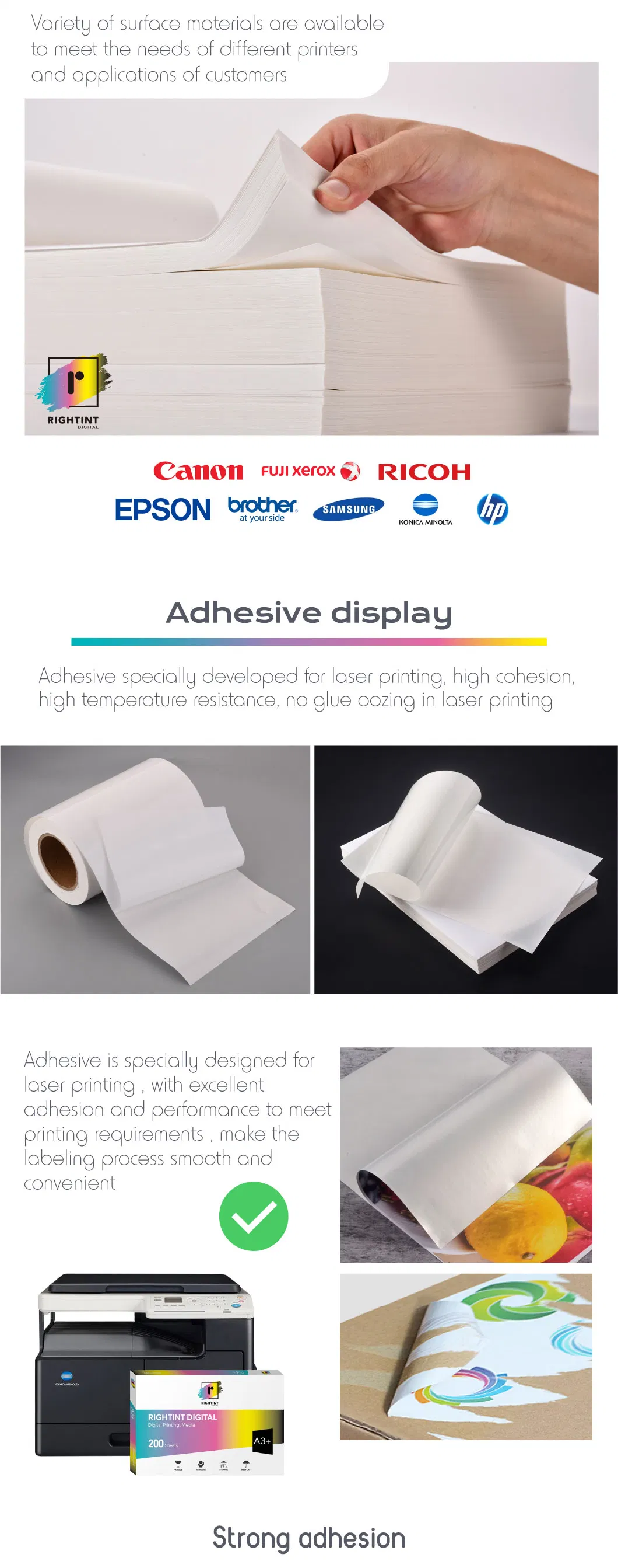 A3+Semi-Glossy Digital Printing Rightint Carton A3, A3+, OEM label vinyl sticker paper