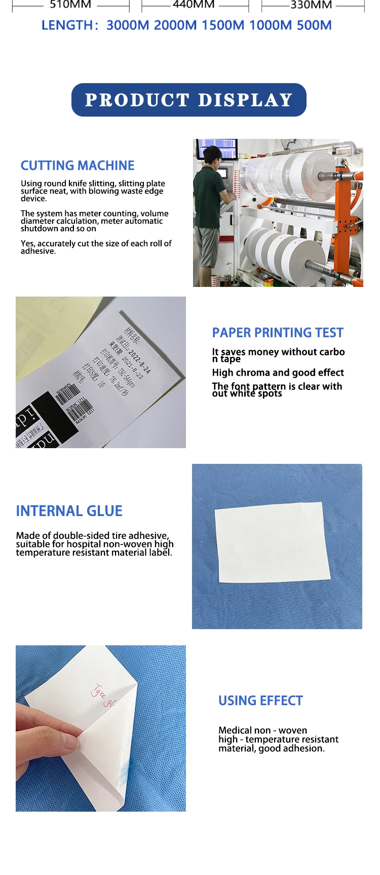 Medical Non-Woven High Temperature Material Tyre Glue Double Side Tape Label &amp; Packaging Sticker