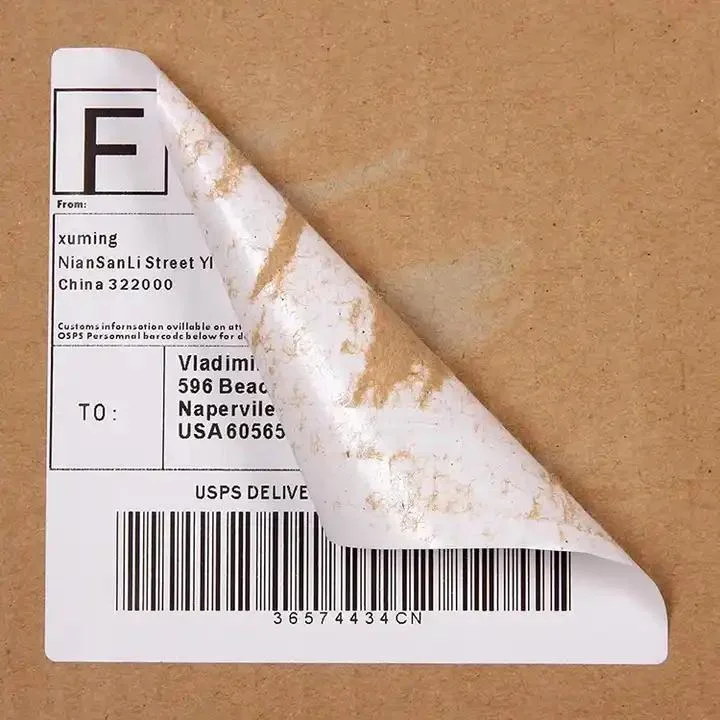 4X6 Waterproof Clear Fanfold 4X4 Adhesive Direct Thermal Shipping Labels Waybill Sticker for Packaging /Express