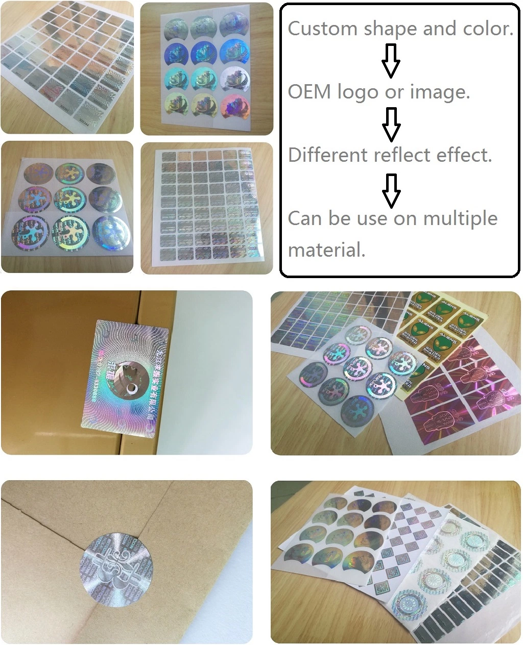 Custom Good Quality Printed Holographic Void Sticker Hologram Warranty Security Label Anti Counterfeit Labels &amp; Tamper Proof Labels