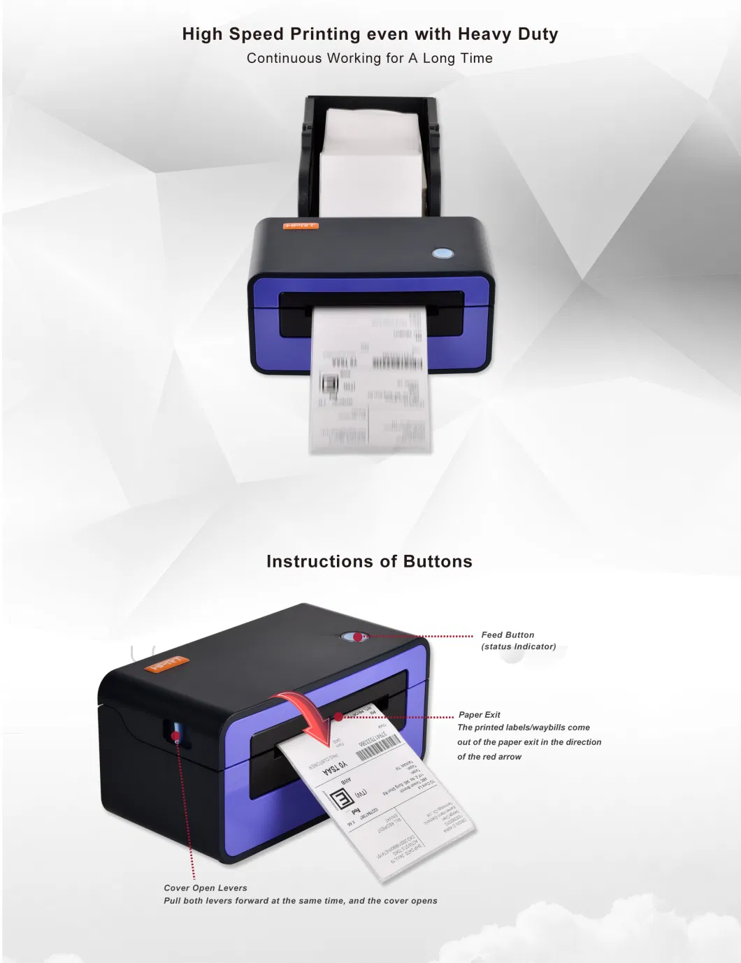 HPRT High Speed Wireless Blue Tooth Amazon Fba 4x6 Thermal Printer 110mm Shipping Label Printer Express Warehouse Us