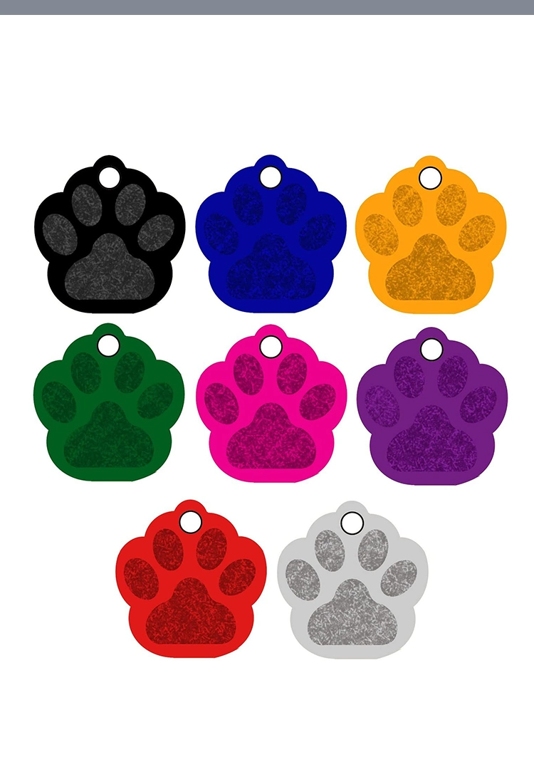 Colorful Blank Dog ID Tags Aluminum Cute Paw Pet Tag
