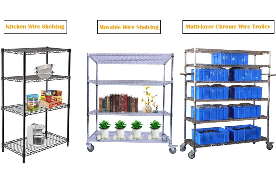 E Commerce Hot Selling Chrome Wire Shelving Without Wheels