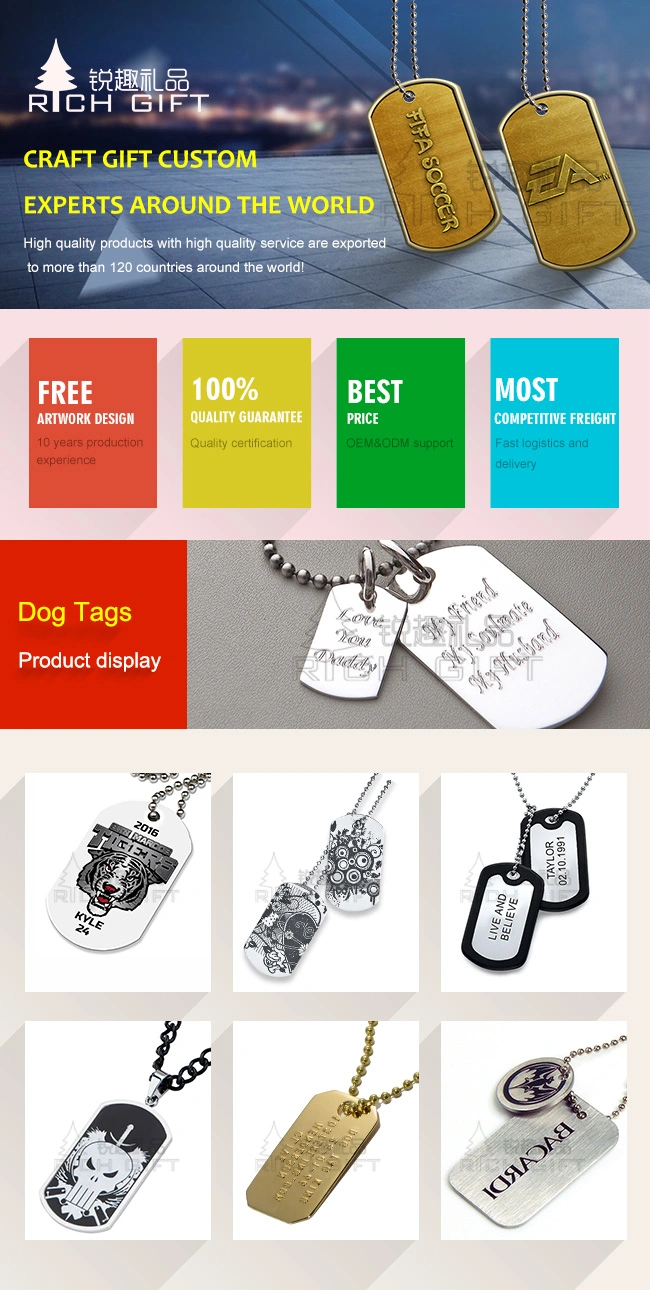 Wholesale China Custom Made Metal Die Casting Colorful Printing Eagle Logo Military Dog Tags