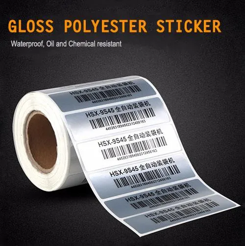 Waterproof Matte Silver Blank Pet/PVC Adhesive Barcode Stickers Thermal Transfer Polyester Glossy Label for Printer Label