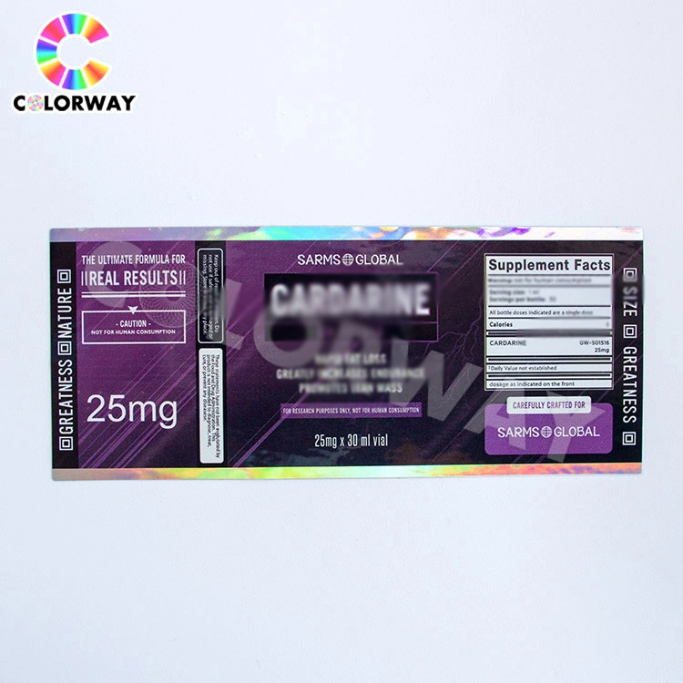 Customized Size Rectange Laser Anti-Counterfeit Hologram Vial Label