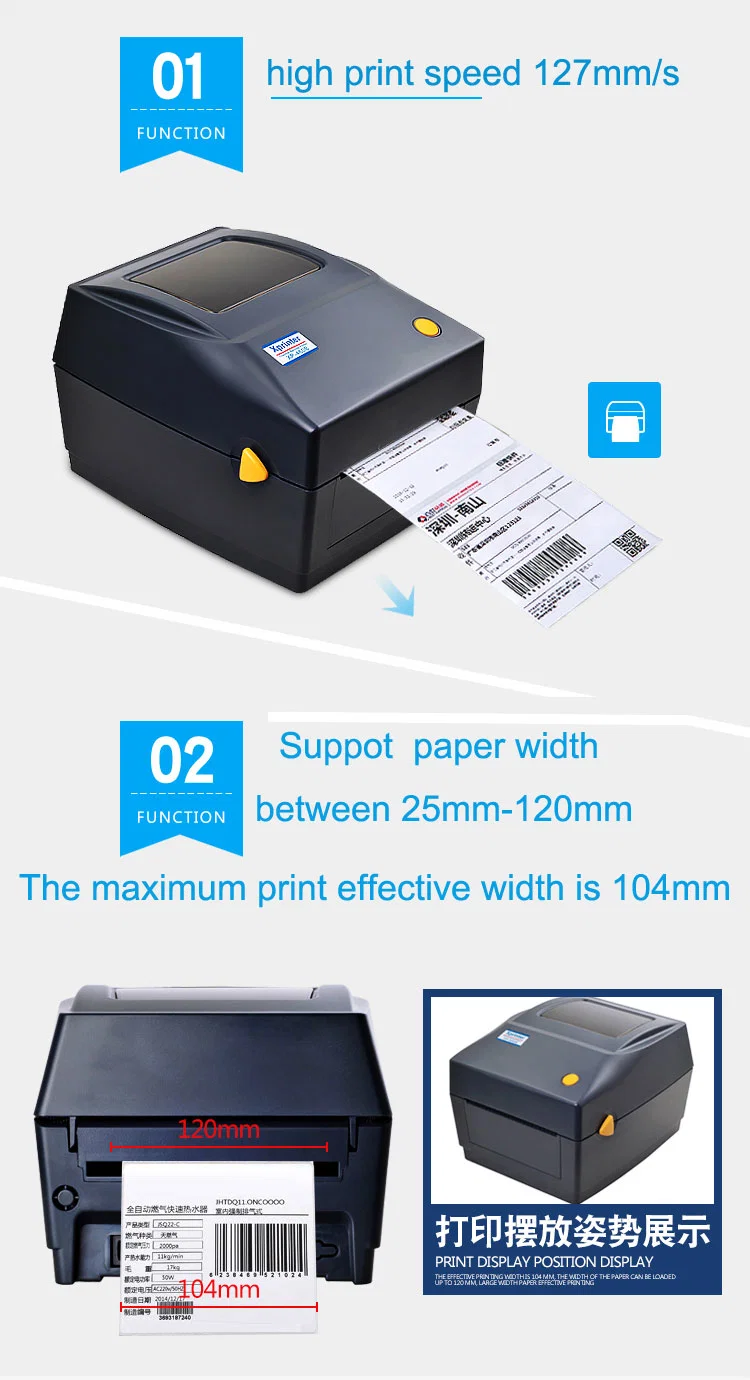 Xprinter XP-460b 4X6 Shipping Address Thermal Label Printer Barcode Sticker Desktop Printer Machine