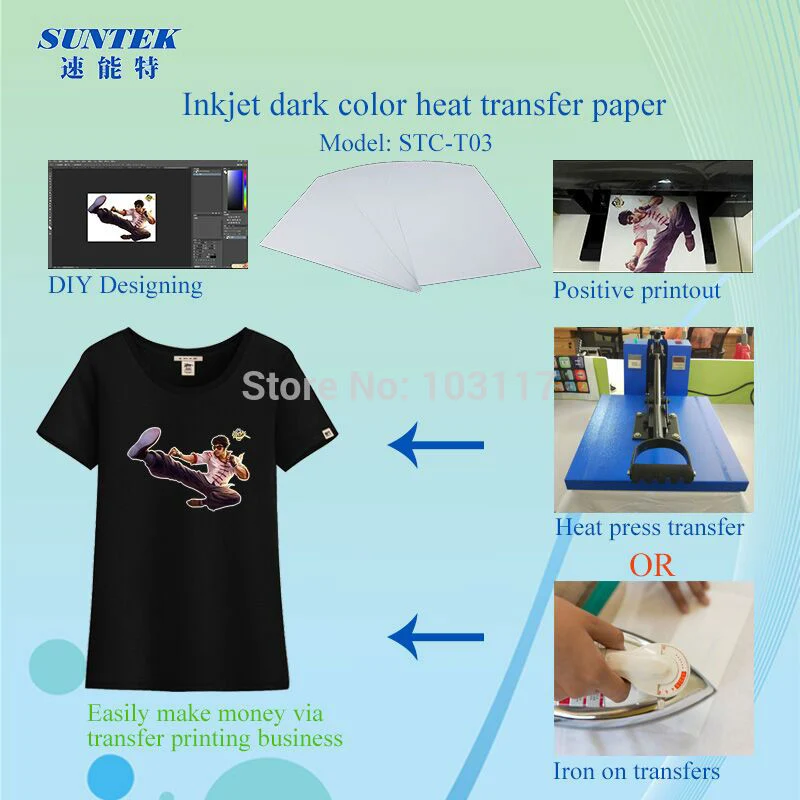 on Dark Color T-Shirt Thermal Transfer Paper for Ink-Jet Printer