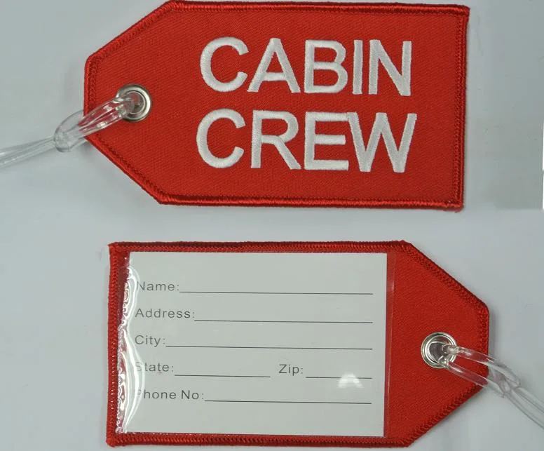 Flight Travel Aviation Embroidered Luggage Tag 122X65mm Embroidery Crew Bag Tag Suitcase Baggage Handbag Travel Bag Label