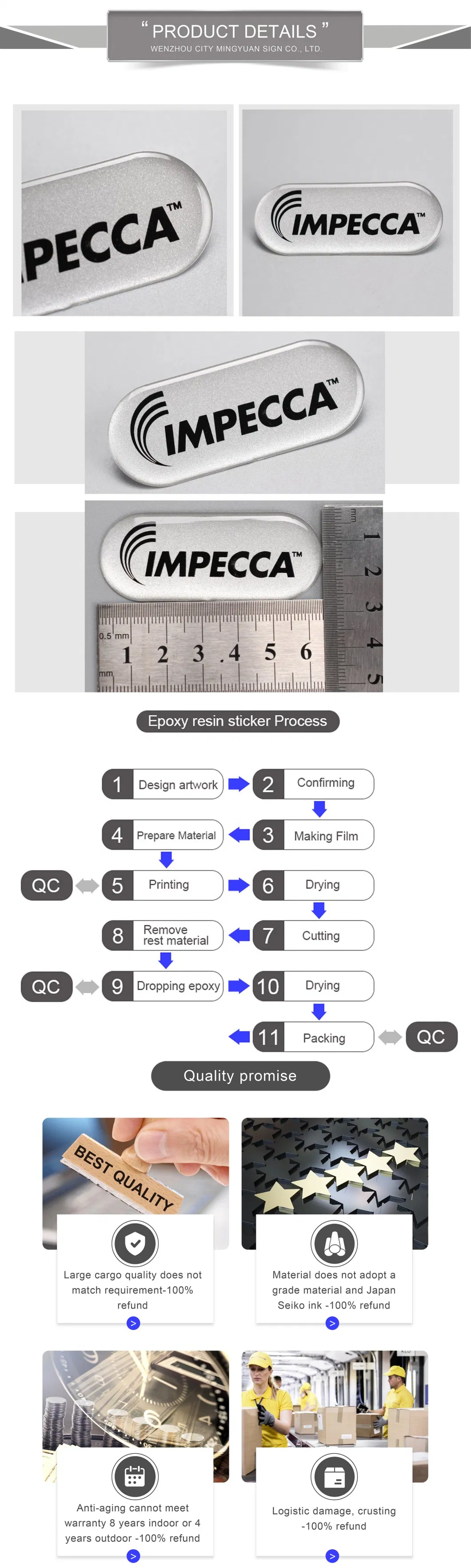 Metal Base Scratch-Proof Crystal Dome Labels