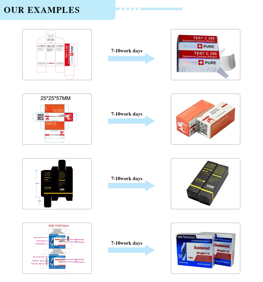 Custom Print Hot Stamping Foil Embossed Pharma Medical 10ml Vial Labels and Box