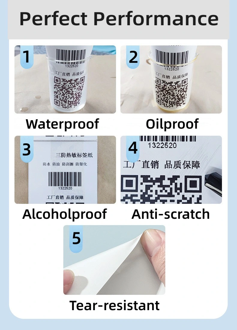 Waterproof Oilproof Alcoholproof Anti-Scratch Tear-Resistant Thermal Paper Label Shipping Label for Thermal Printers Self-Adhesive Postage Labels Wf 100*150*350