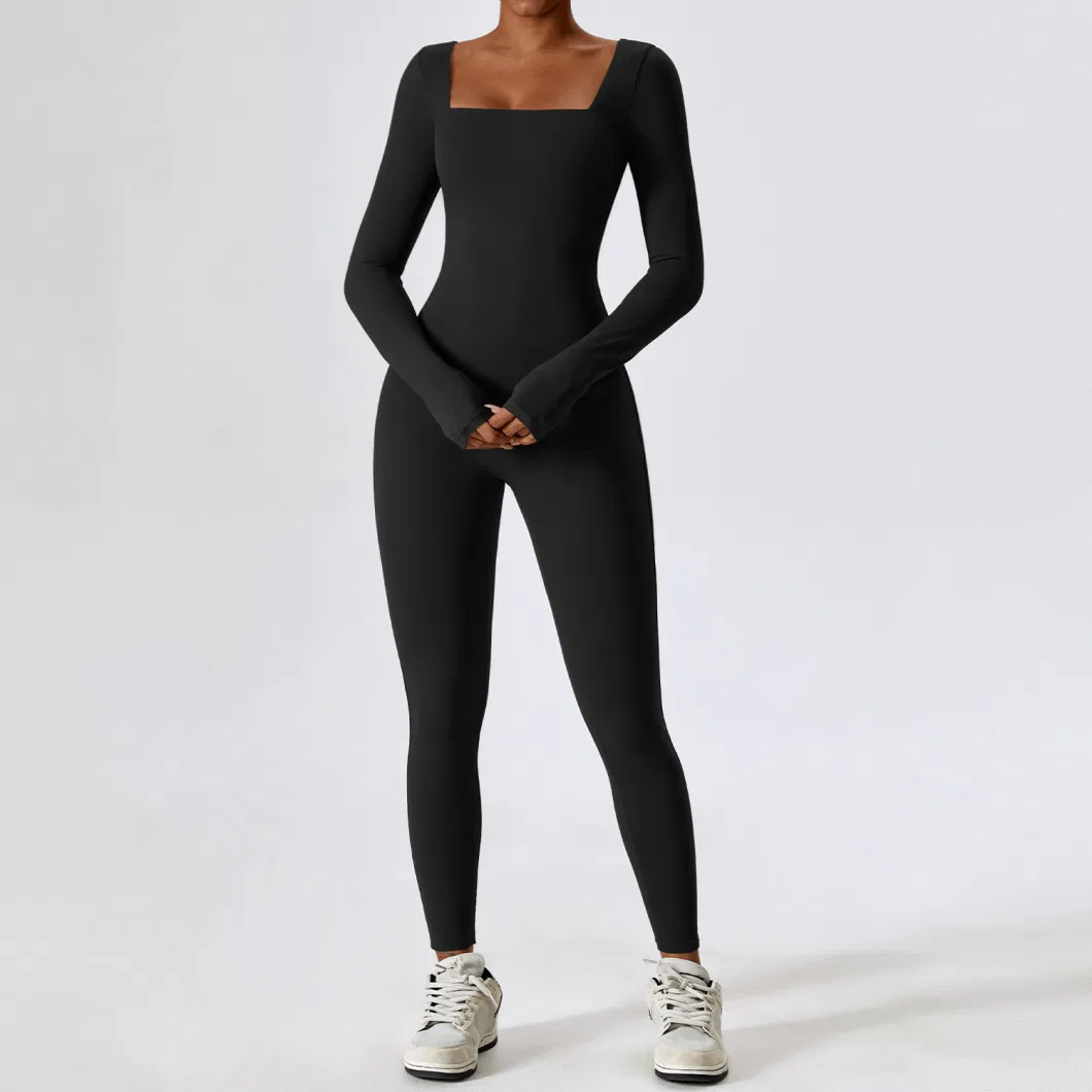 Long Sleeve Yoga Wear Women Playsuit Nude Quick Dry Romper Yoga Jumpsuit