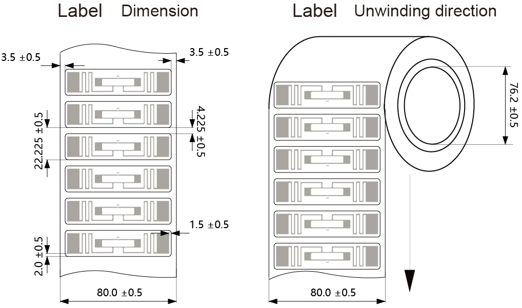 6626 M4qt Chip 66*26mm UHF Printable White RFID Sticker/Tag Omnidirectional Electric Meter Label