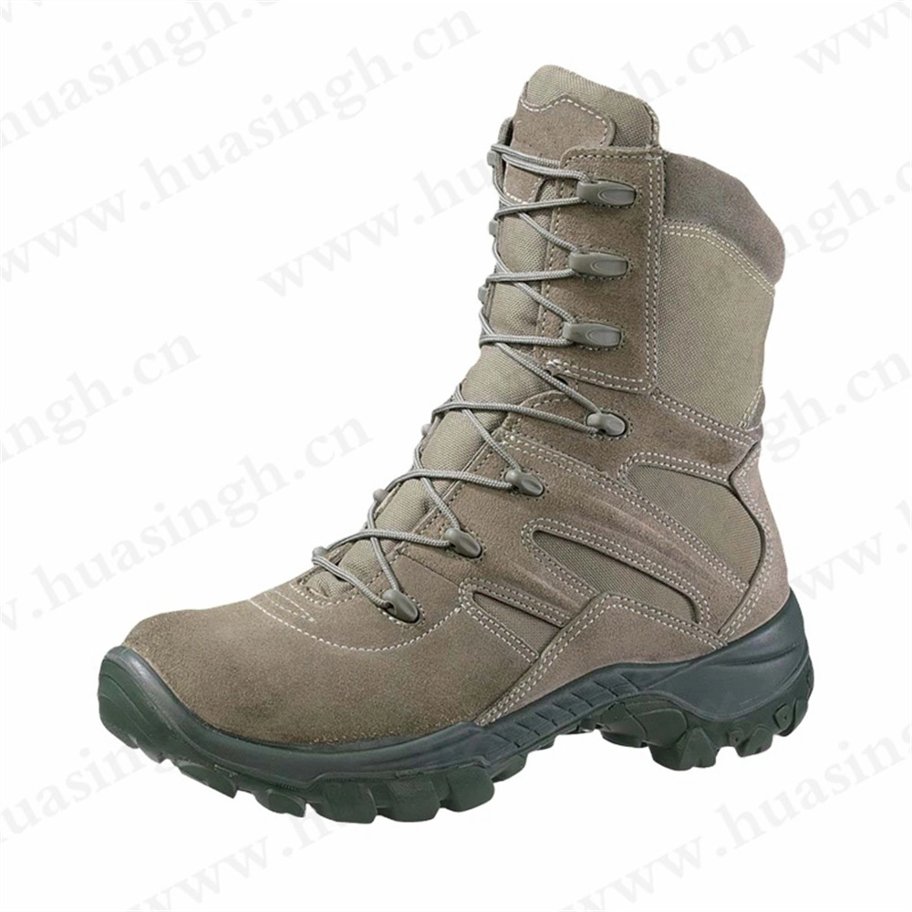 CMH, Breathable Tear Resistant Suede Leather Shock-Proof PU+Rubber Sole Grey Combat Boot Hsm035