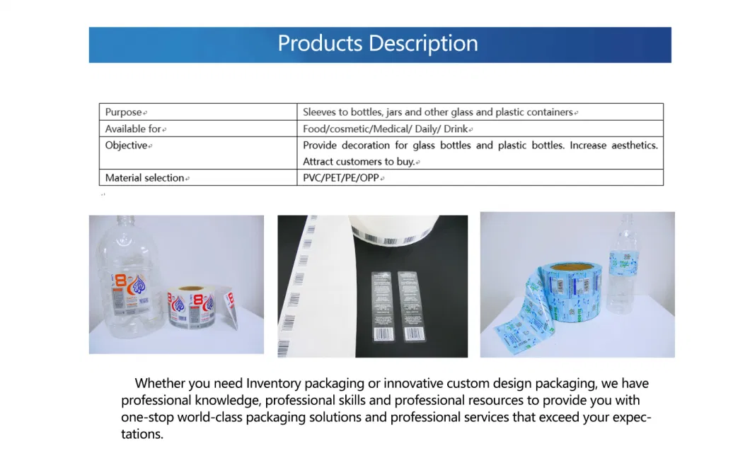 High Quality PVC Pet Shrink Band Shrink Sleeves Labels for Bottled Beverage