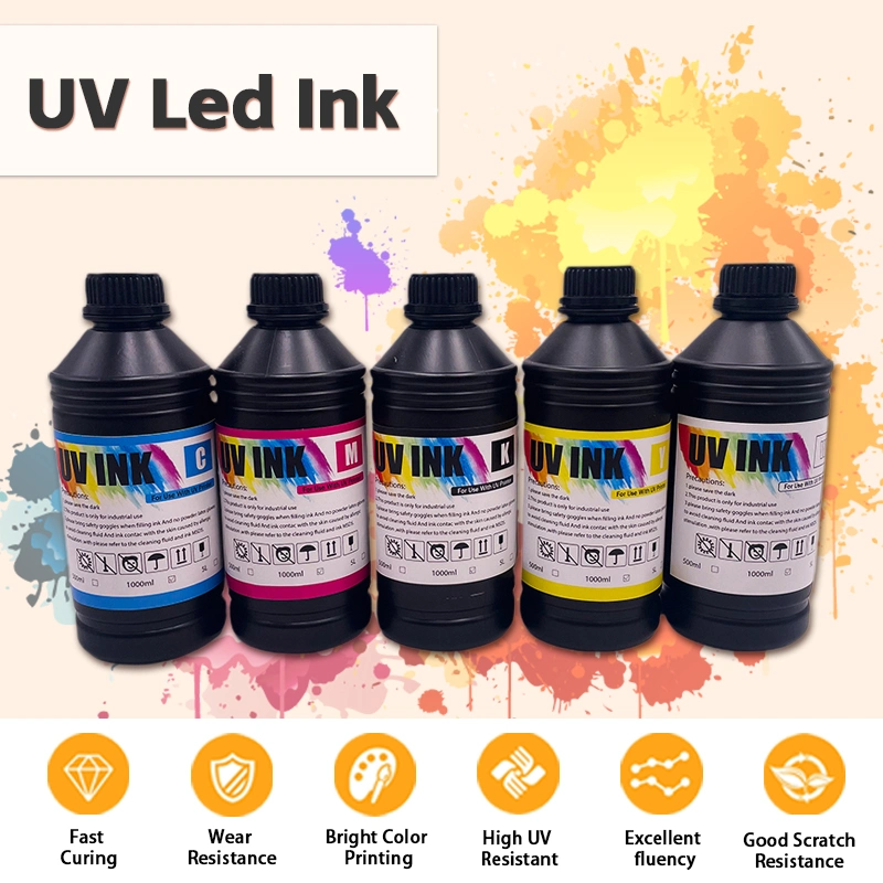 Fast Curing LED UV Curable Ink for Dx5 Dx7 Tx800 XP600 Print Head Wall Printing Machine UV Inkjet Inks
