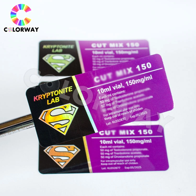 Custom Pharmaceutical Gold Foil Laser Effect Printing Colorful Vial Label