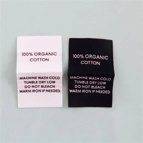 Factory Wholesale Clothing Labels Satin Ribbon Fabric Material Wash Care Labels Barcode Clothing Hanger Label Stickers