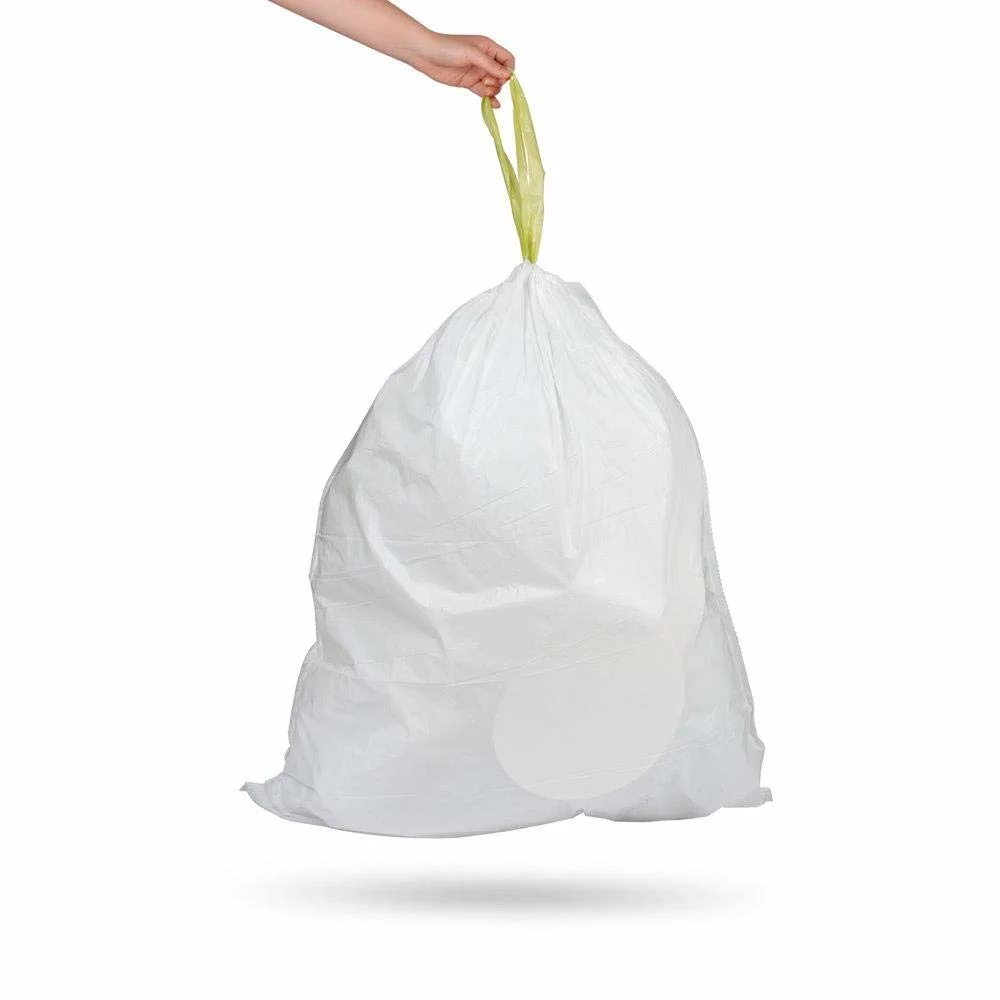 Drawstring Kitchen Outdoor Large White Tear-Resistant Leak-Proof Garbage Trash Bags