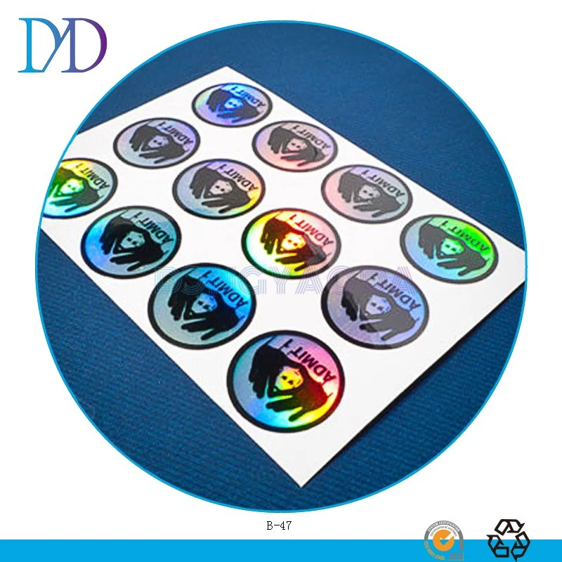 Waterproof Vinyl Euro Aluminum Foil Holographic Sticker Destructible Vinyl Labels