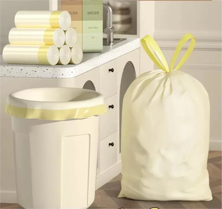 Drawstring Kitchen Outdoor Large White Tear-Resistant Leak-Proof Garbage Trash Bags