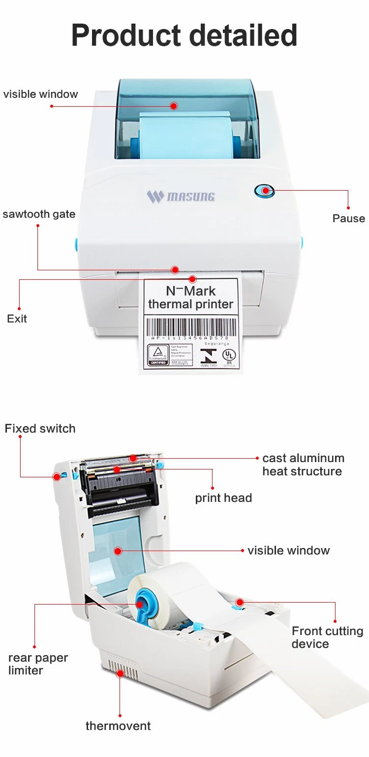 4X6 Label Printer Thermal Wireless Sticker Printer for Logistics