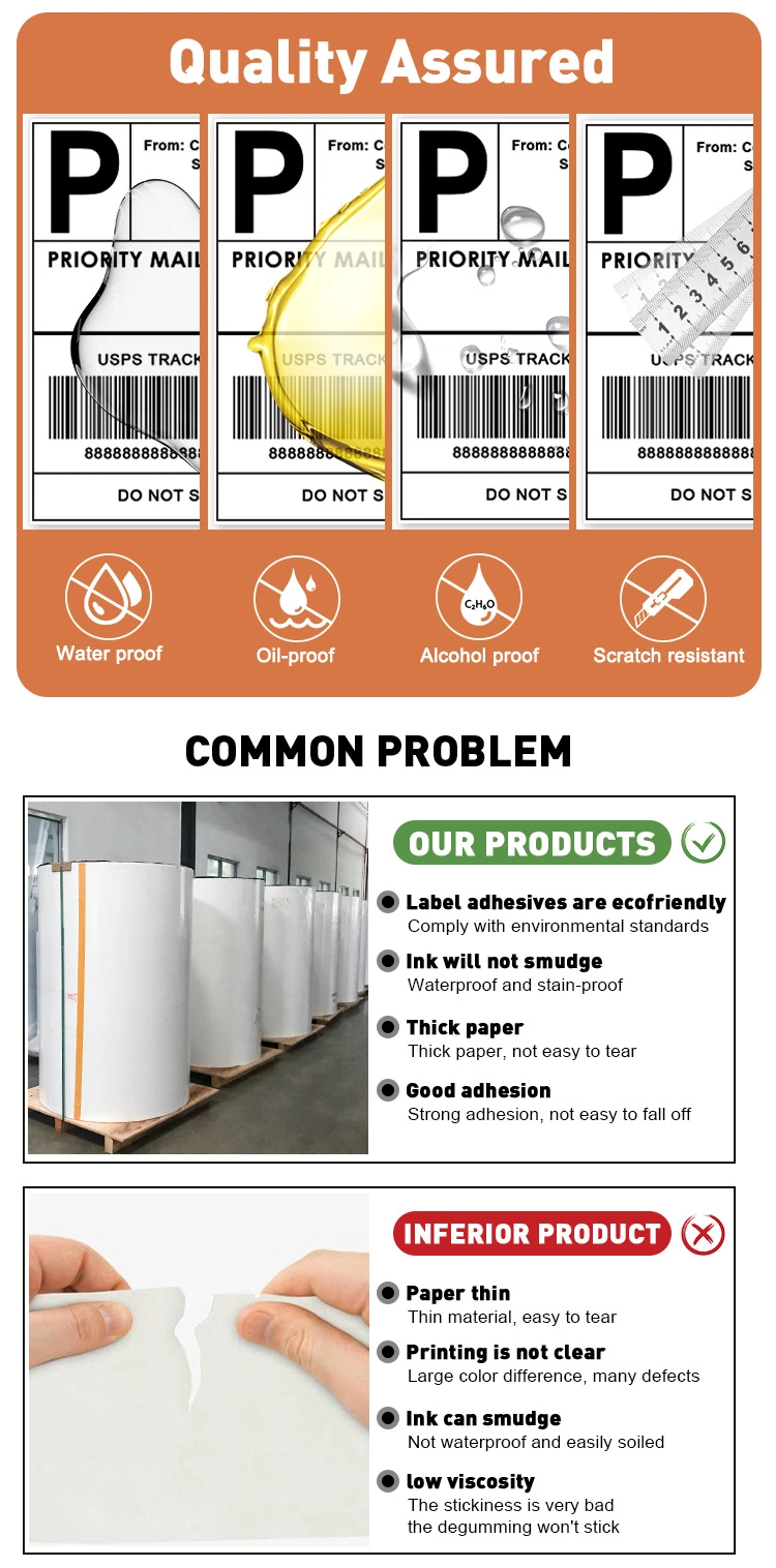 Barcode Yellow Custom Compostable Eco Self Adhesive Direct Thermal Label Jumbo Rolls