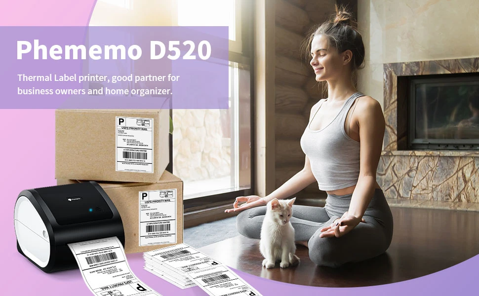 Aimo D520 Desktop Label Thermal Printer Bluetooth No Ink Printer for Shipping Address Label Mailing