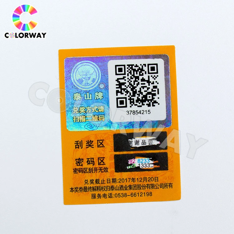 Waterproof Serial Number Qr Code Scratch off Printed Void Tamper Proof Silver Gold Adhesive Anti-Fake Anti-Counterfeiting Security Custom Hologram Sticker Label