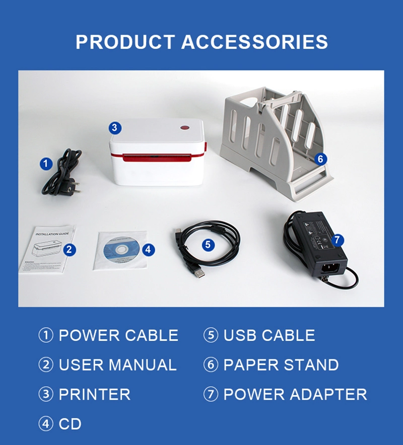 Mobile Phone USB Bluetooth Printer with Stand Waybill Label 4X6 Thermal Barcodes